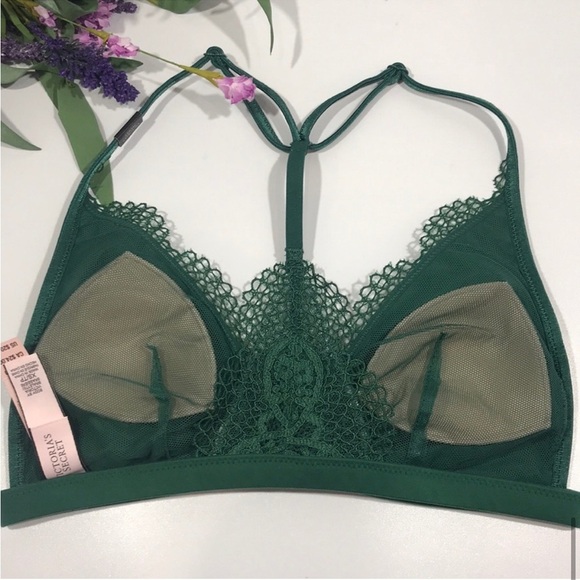 VICTORIA SECRET BODY BY VICTORIA EMERALD GREEN LACE BRALETTE SNAP FRONT XS - Picture 4 of 14